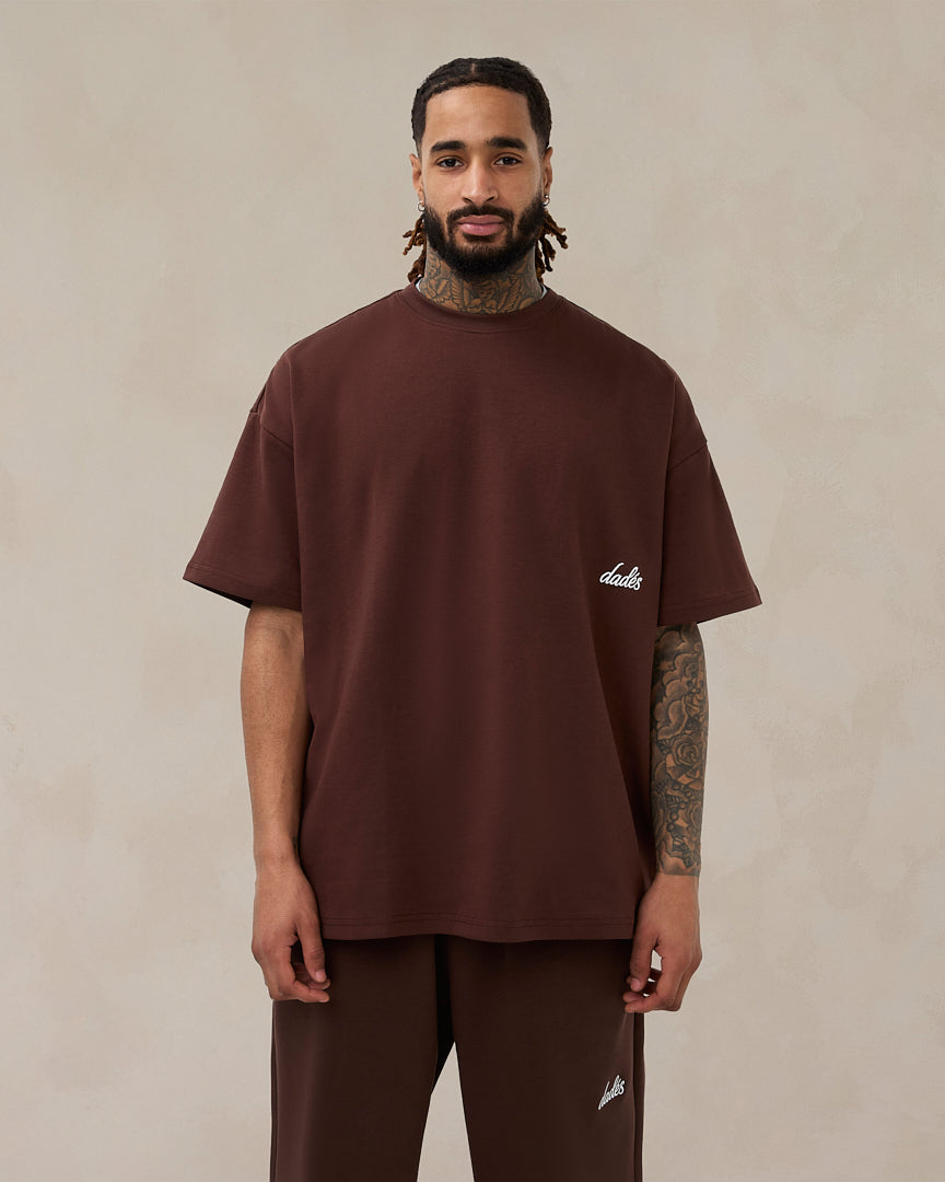 Signature oversized T-shirt in cacaobruin