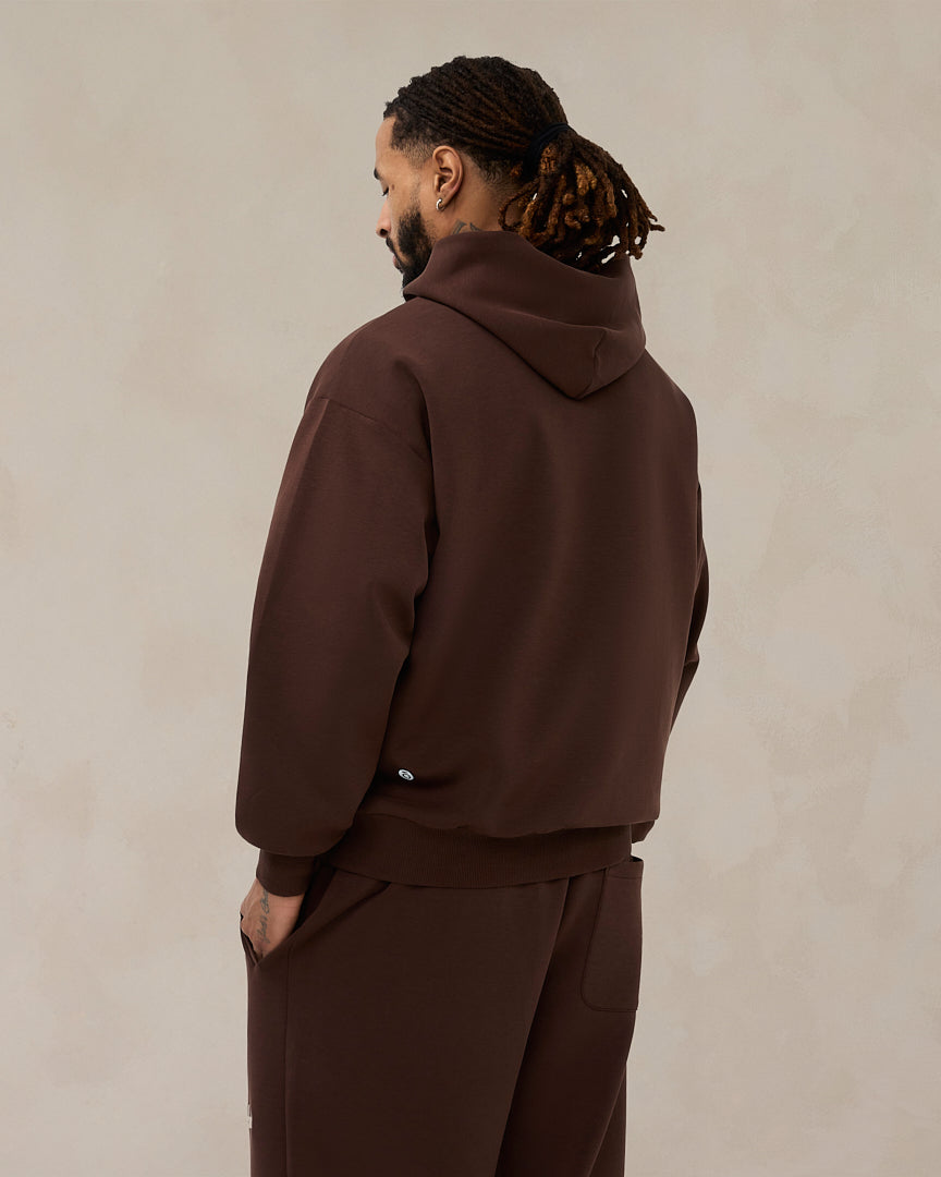 Signature oversized hoodie in cacaobruin