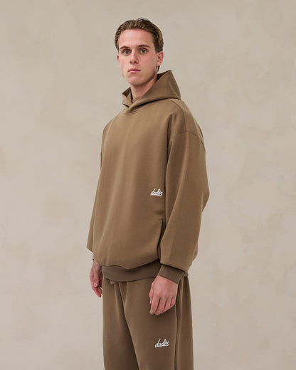 Signature oversized hoodie in woestijntaupe