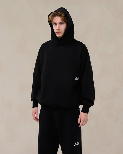 Signature oversized hoodie in middernachtzwart