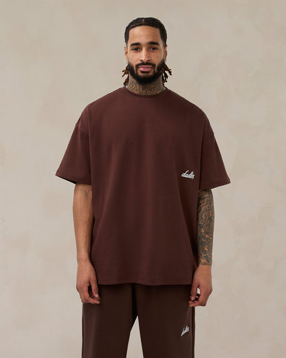 Signature oversized T-shirt in cacaobruin