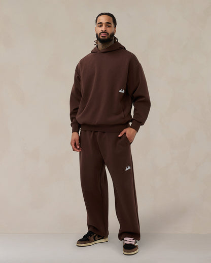 Signature oversized hoodie in cacaobruin