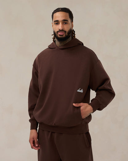 Signature oversized hoodie in cacaobruin