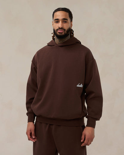 Signature oversized hoodie in cacaobruin