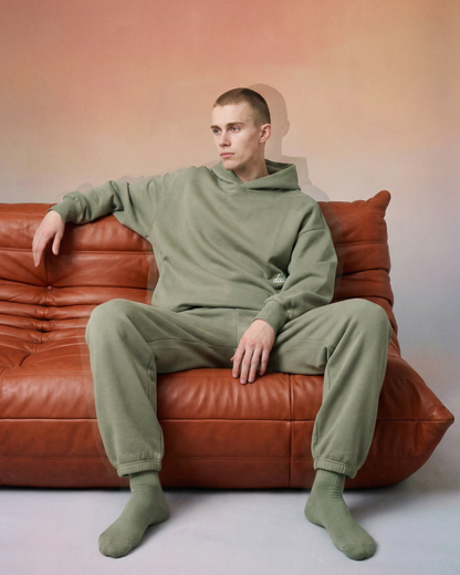 Signature oversized hoodie in zacht saliegroen